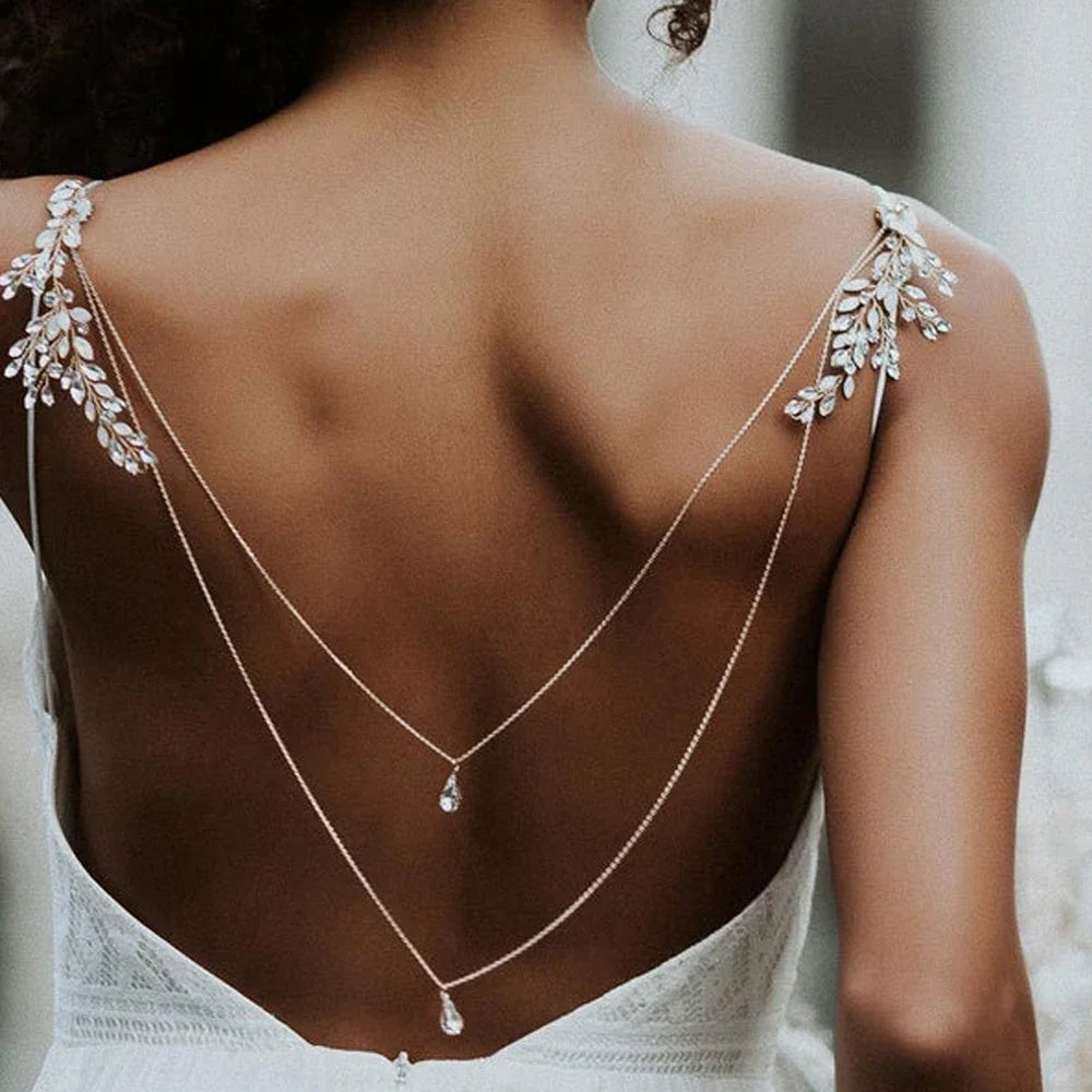 49273273319710|49273273352478Back Chain Wedding Necklace Back Ornament Women silver
