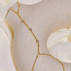 Hand and finger chain with cubic zirconia - women’s hand bracelet gold