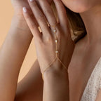 Hand and finger chain with cubic zirconia - women’s hand bracelet gold