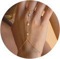 Hand and finger chain with cubic zirconia - women’s hand bracelet gold