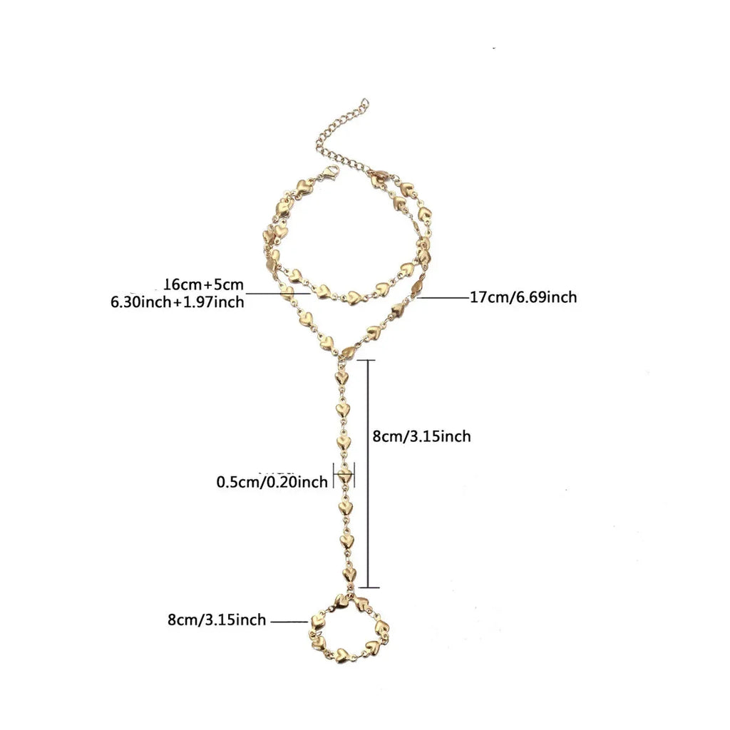 Heart hand and finger chain - women’s hand chain