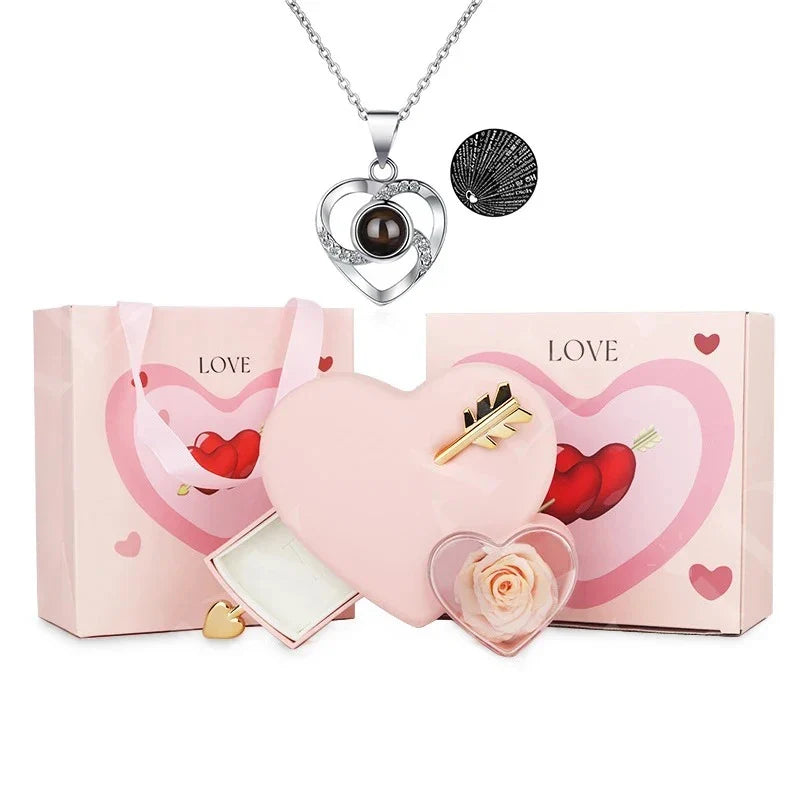 Coffret Amour Éternel avec Rose et Collier