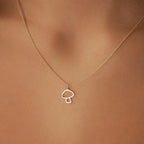 Collier avec Fin Pendentif Champignon argent