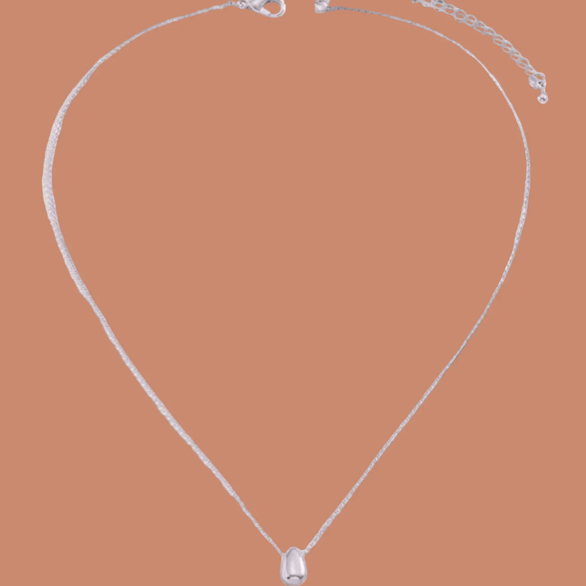 Necklace with Fine Teardrop Pendant Silver