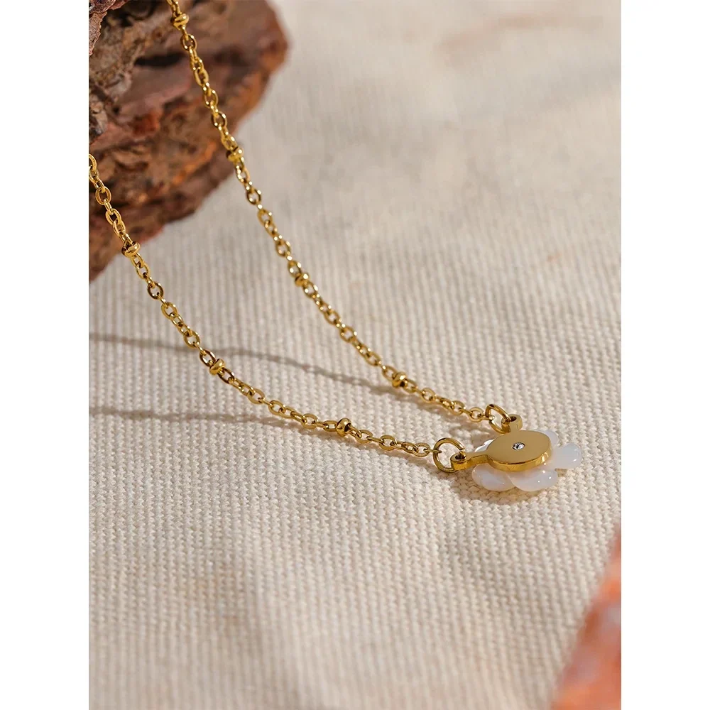 Necklace with a Lovely White Flower Pendant