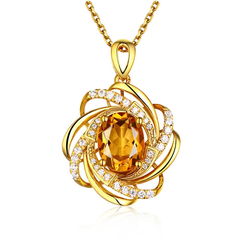 Necklace with Pretty Flower Pendant, Pearl and Cubic Zirconia, Gold