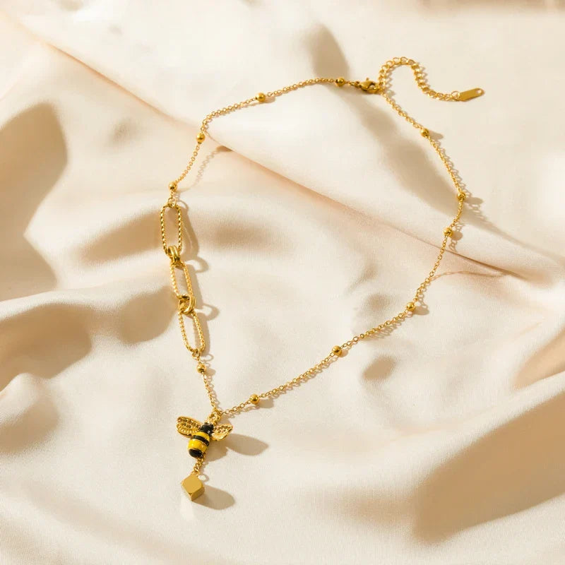 Necklace with bee pendant for women