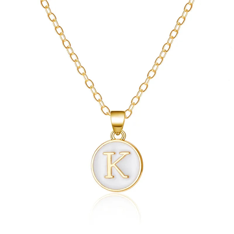 White initial k pendant necklace