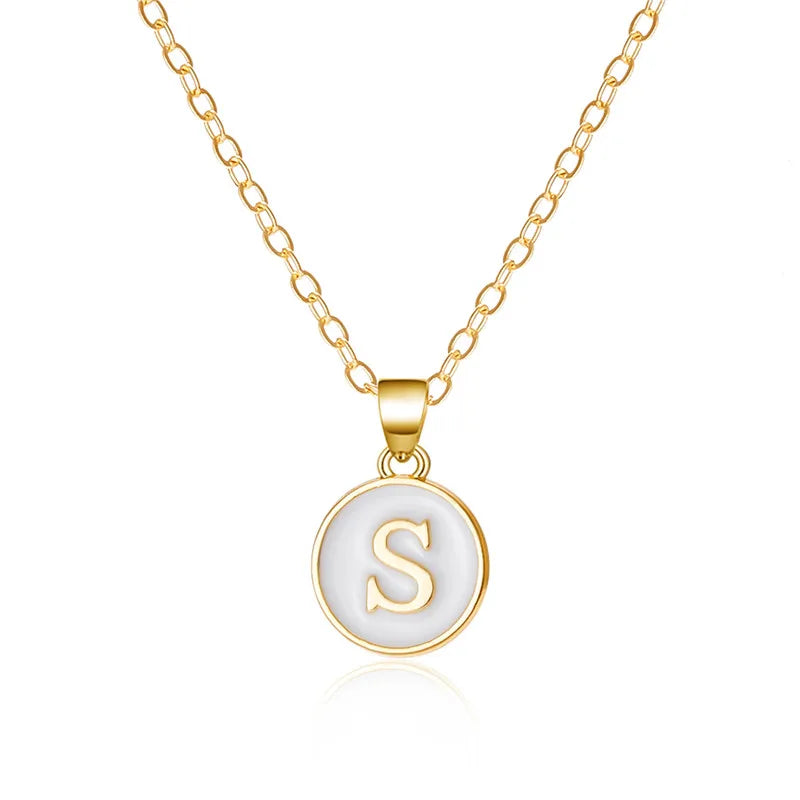 White initial s pendant necklace