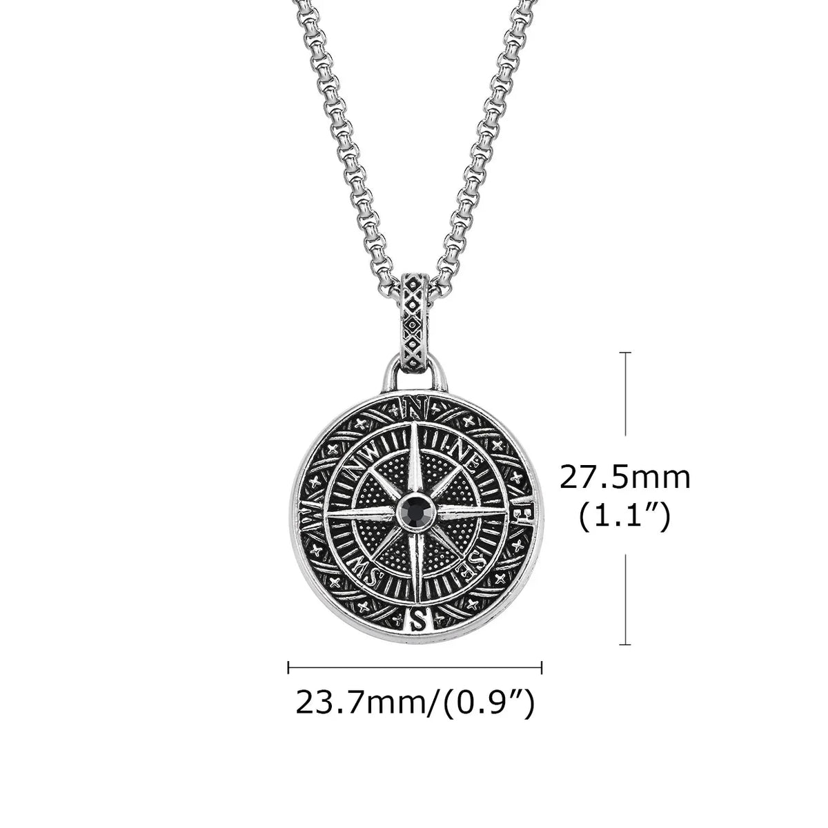Compass Necklace with Nautical Wind Rose Pendant
