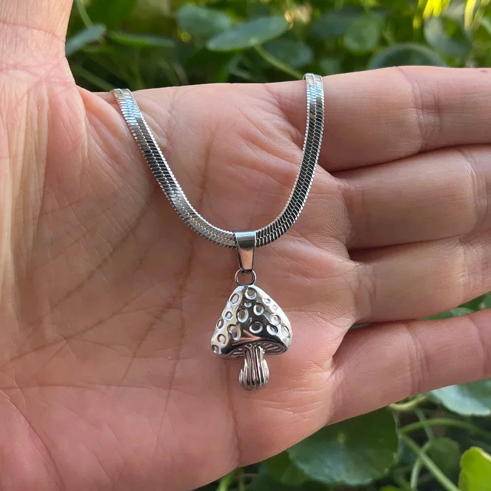 Collier avec Pendentif Champignon argent
