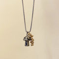 Collier avec Pendentif Champignon Automnale oeil de tigre