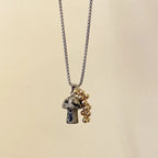 Collier avec Pendentif Champignon Automnale oeil de tigre