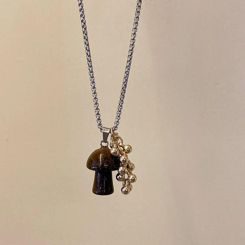 Collier avec Pendentif Champignon Automnale marron