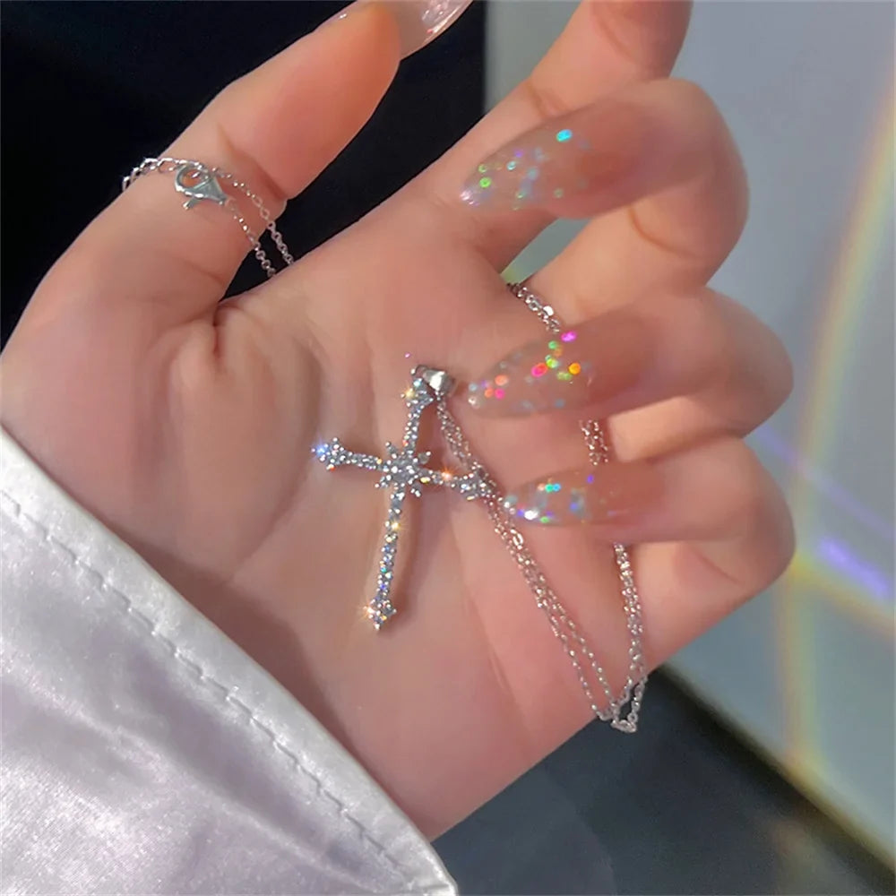 Necklace with Zircon Cross Pendant