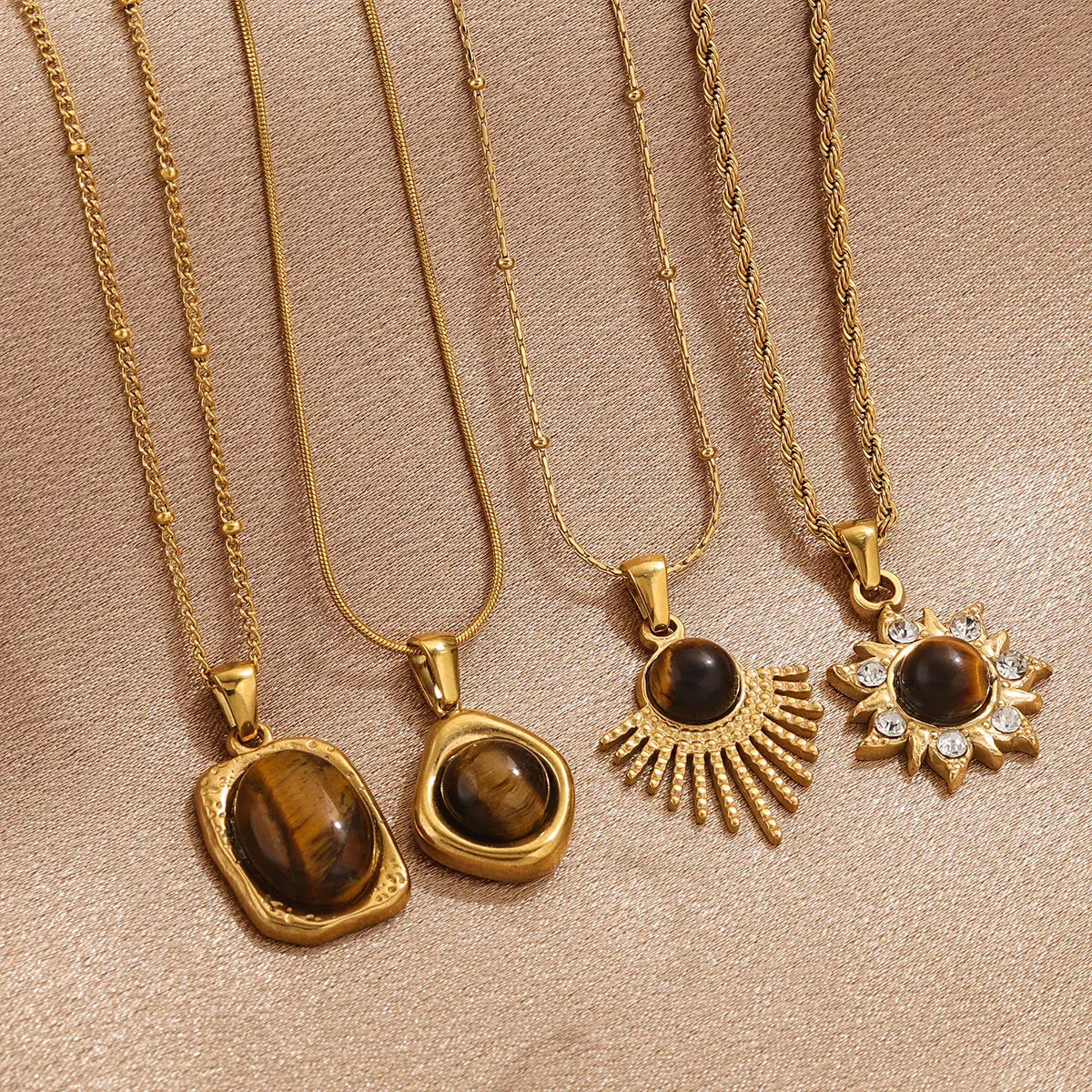 Necklace with Tiger’s Eye Protection Pendant for Women B