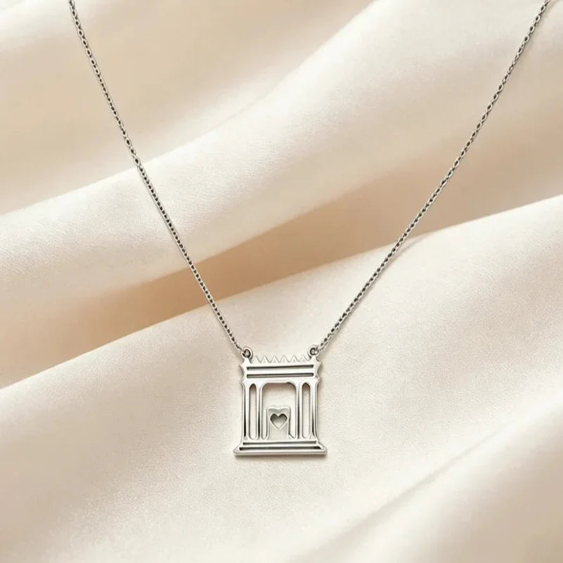 Necklace with pendant of the sacred Temple of Jerusalem "The Beit Hamikdash" Jewish silver