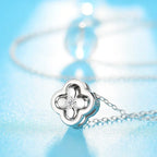 Collier avec Pendentif en Feuille de Trèfle à 4 Feuilles en Zircon argent