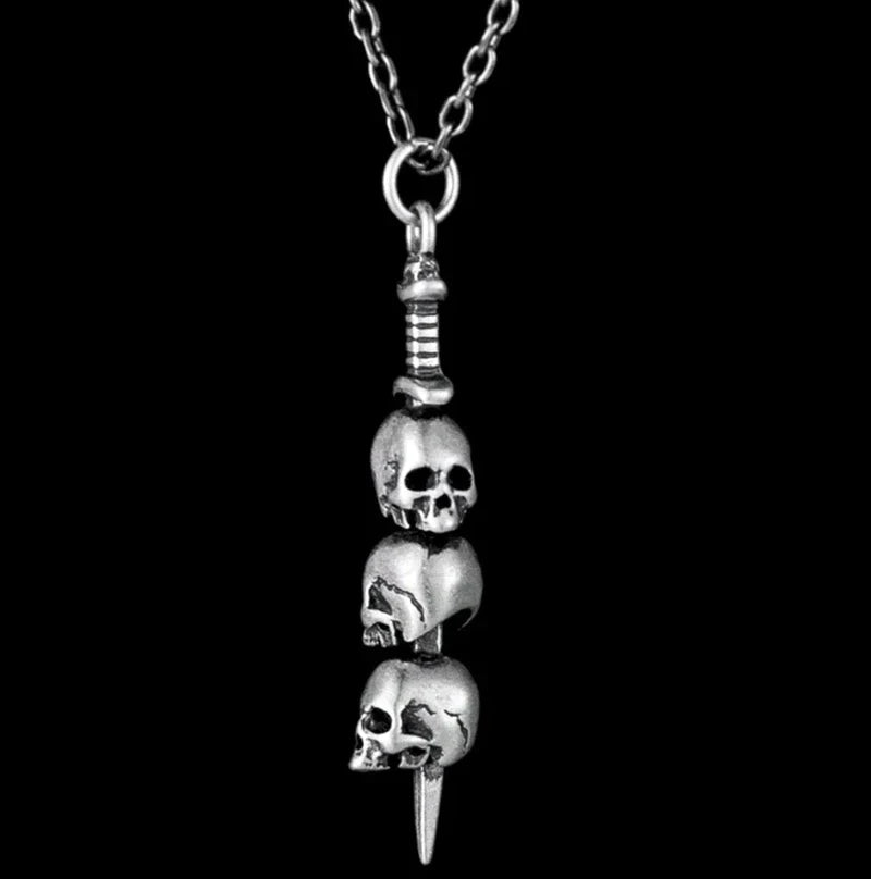 Necklace with Sword and Skull Pendant