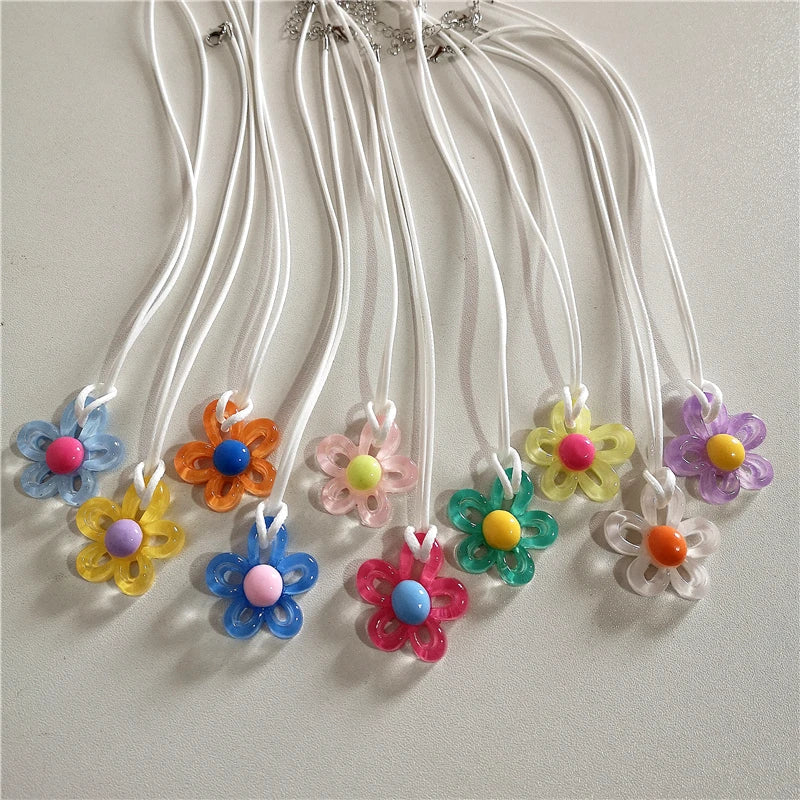 Necklace with Colorful Flower Pendant
