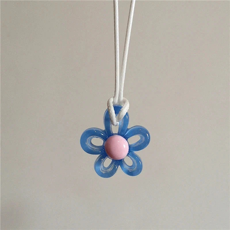 Necklace with Colorful Flower Pendant