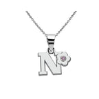 Necklace with initial and flower pendant n