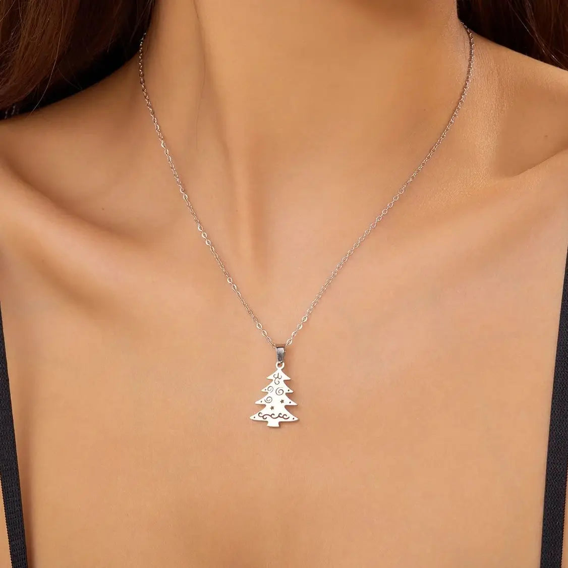 Necklace with Winter Tree Pendant in Silver