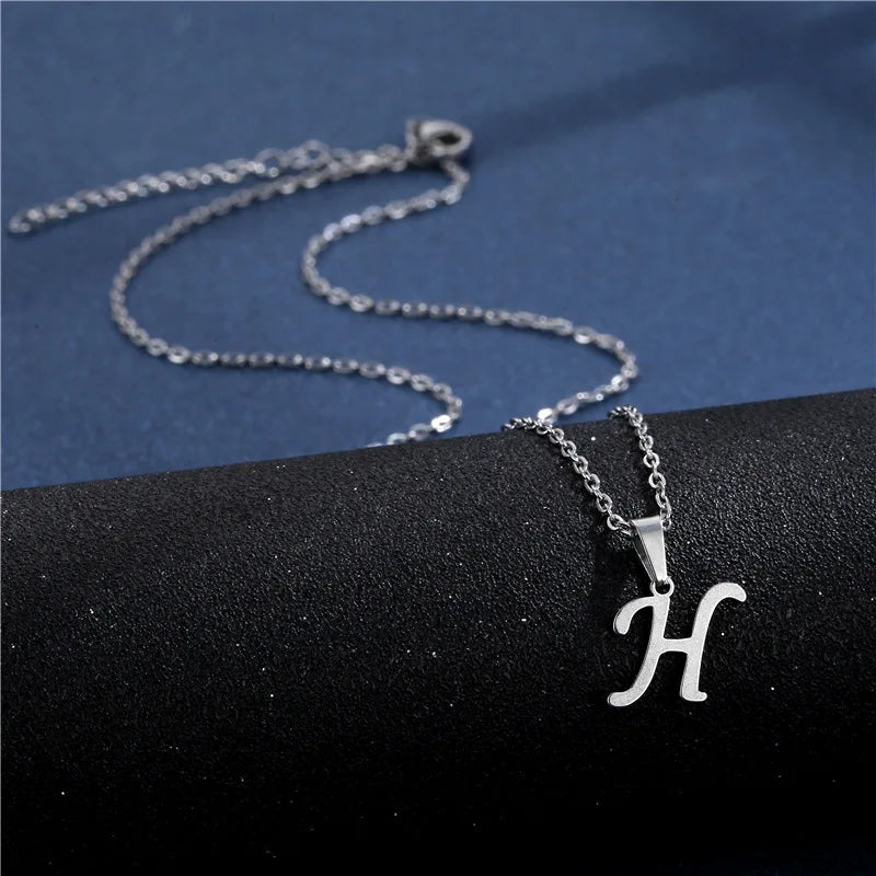 Custom necklace with initial pendant h