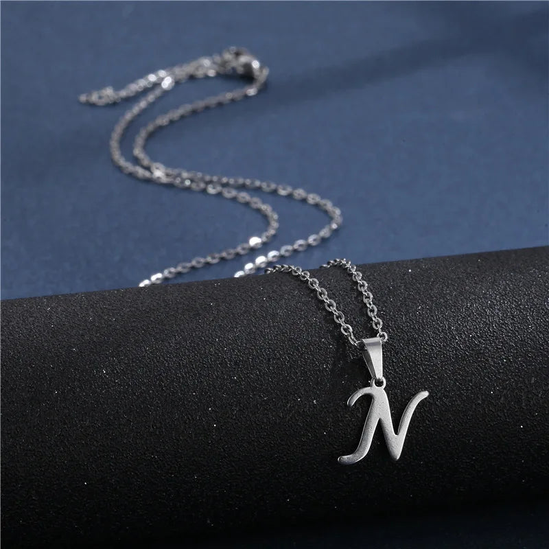 Custom necklace with initial pendant n