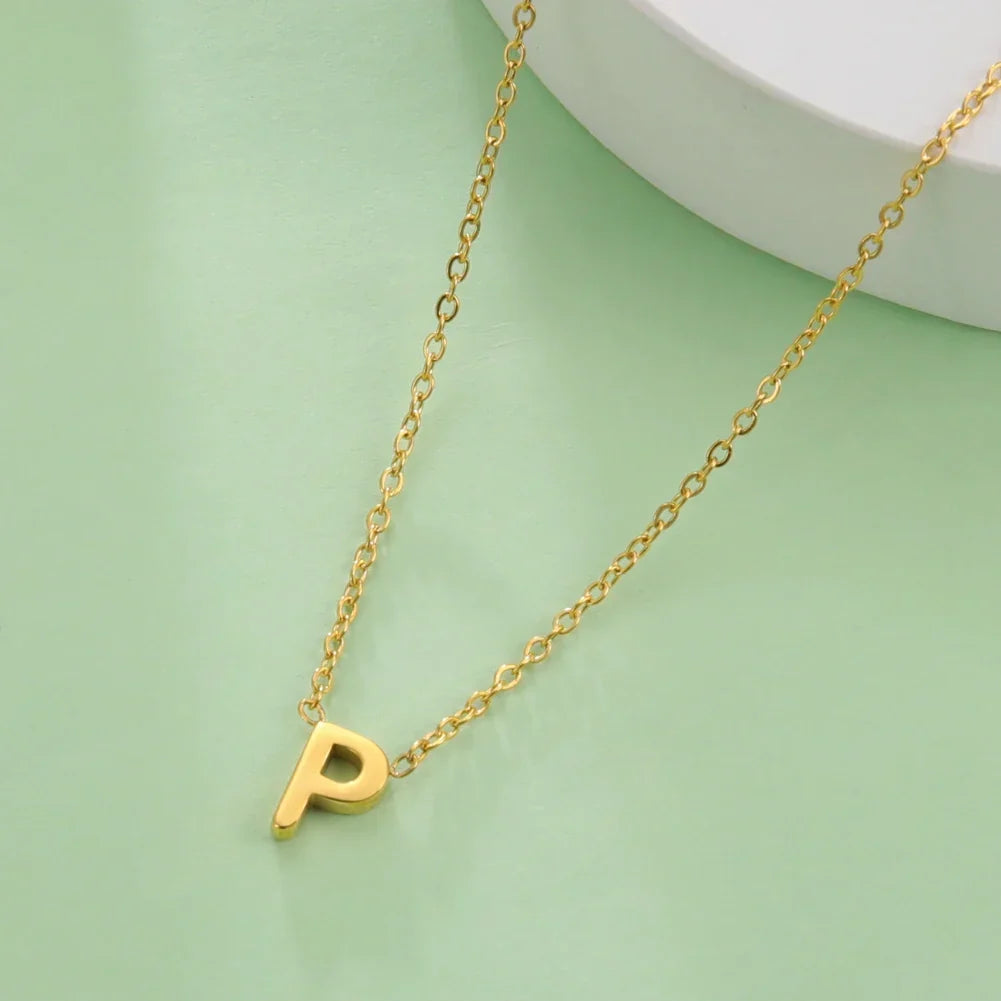 Necklace with initial pendant - letter