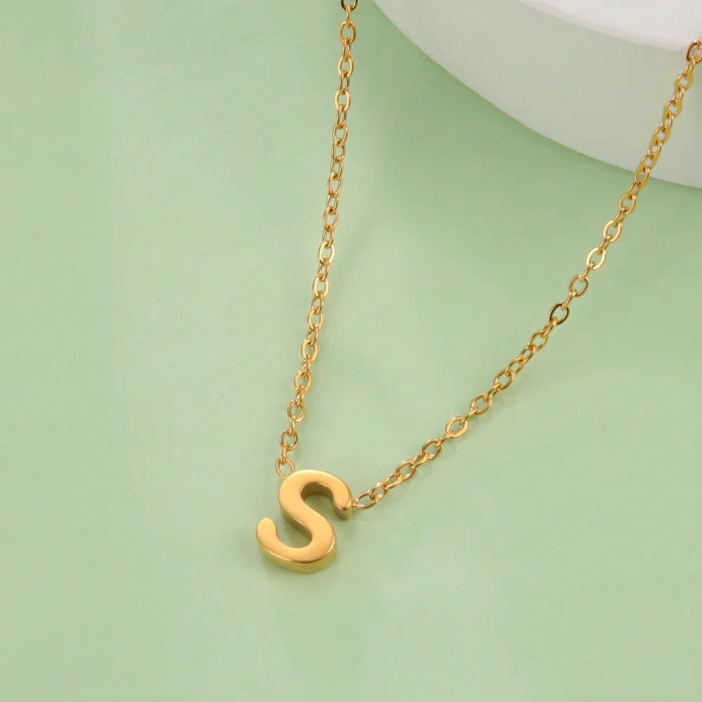 Necklace with initial pendant - letter