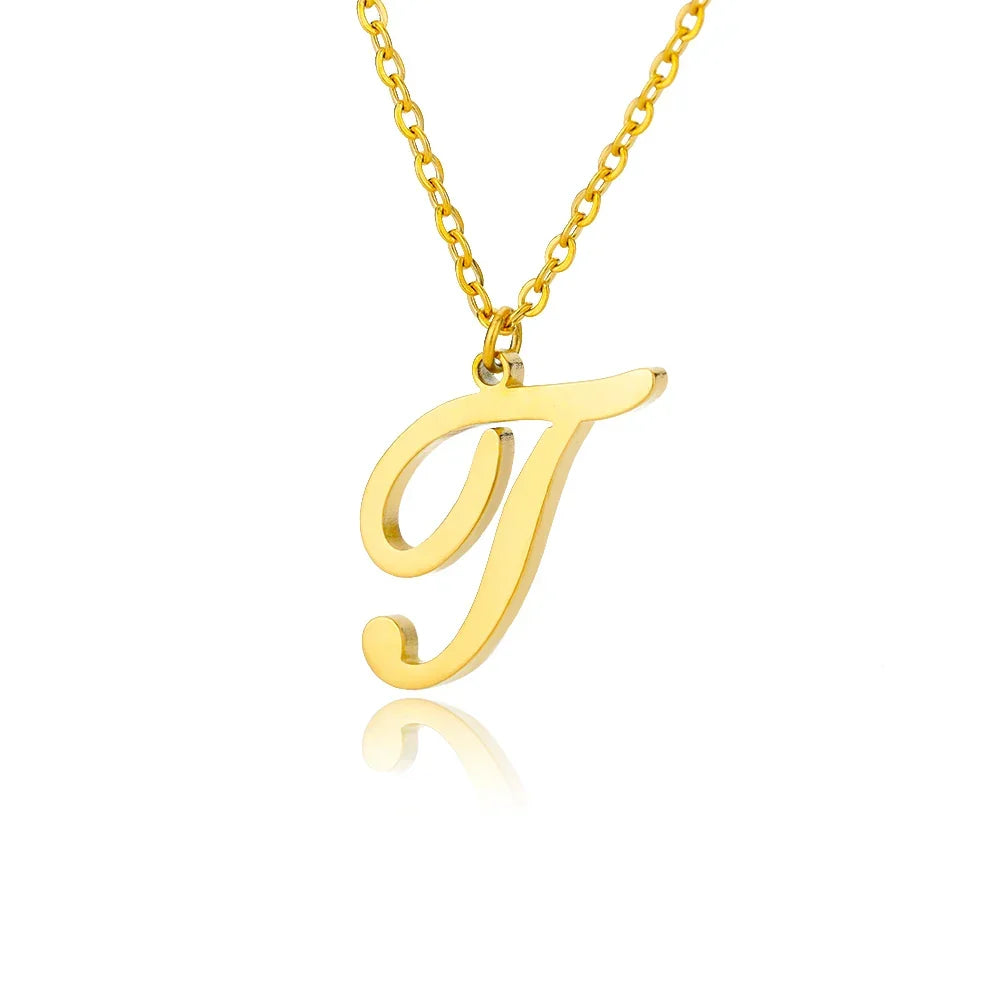 Necklace with initial pendant for women - letter