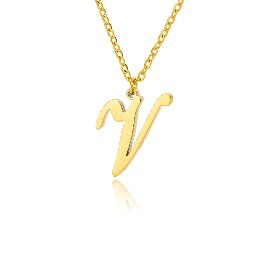 Necklace with initial pendant for women - letter