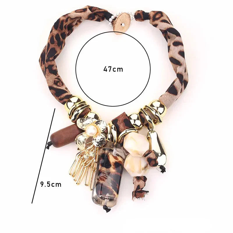 Leopard Pendant Choker Necklace