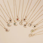 Collier avec Pendentif Lune en Strass Pierre de Naissance