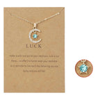 Collier avec Pendentif Lune en Strass Pierre de Naissance
