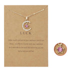 Collier avec Pendentif Lune en Strass Pierre de Naissance