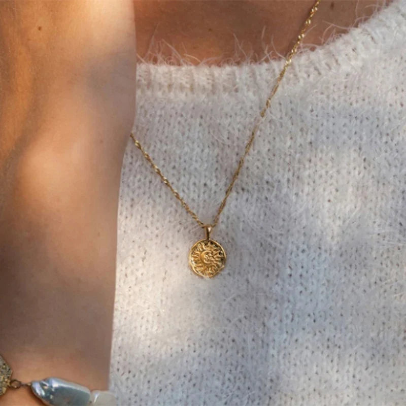 Moon Pendant Necklace for Women gold