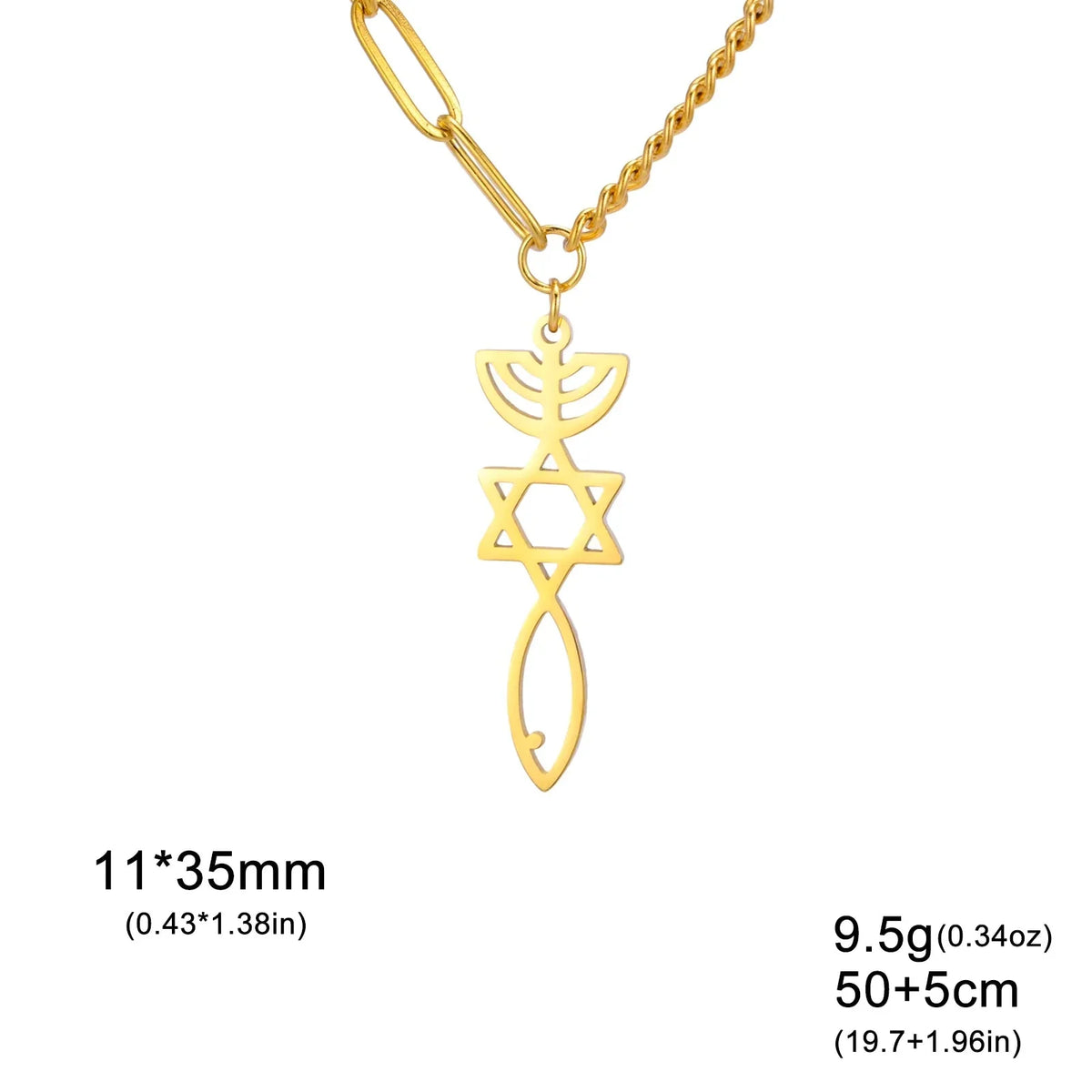 Collier avec pendentif Messianique Menorah et de l'étoile de David or