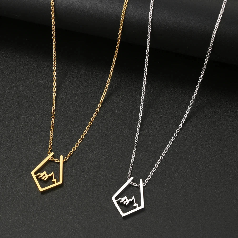 Mountain Pendant Necklace in Silver