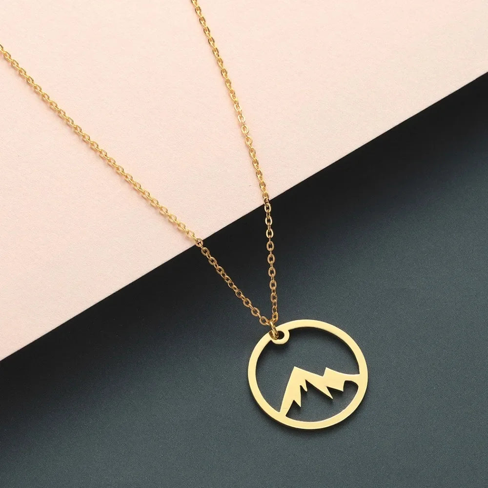 Mountain Pendant Necklace for Men or Women gold