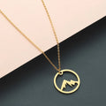 Mountain Pendant Necklace for Men or Women gold
