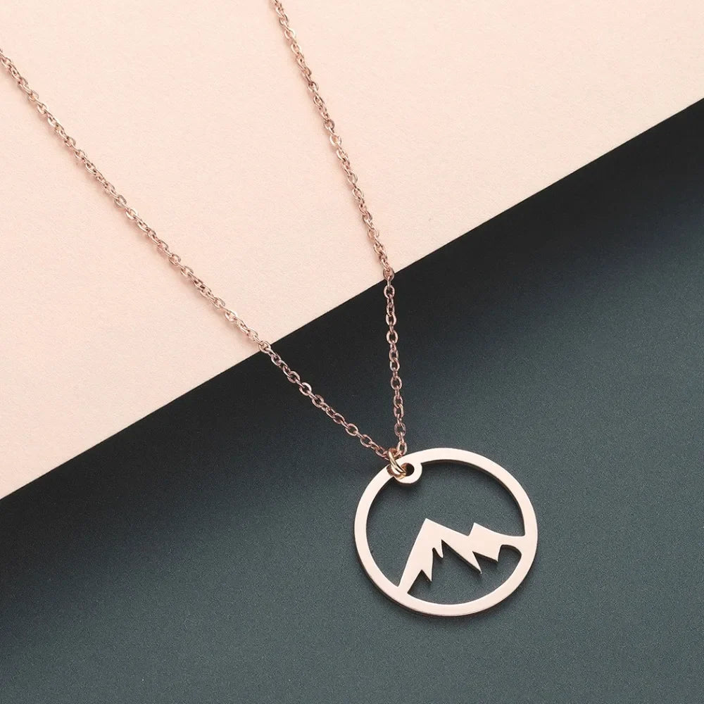 Mountain Pendant Necklace for Men or Women rose gold