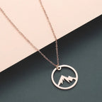 Mountain Pendant Necklace for Men or Women rose gold