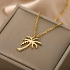Palm Tree Pendant Necklace for Women, gold