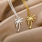 Palm Tree Pendant Necklace for Women, silver