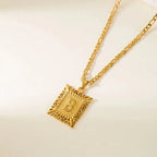 Necklace with rectangular initial pendant b
