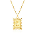 Necklace with rectangular initial pendant c