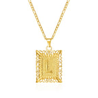 Necklace with rectangular initial pendant l