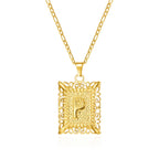 Necklace with rectangular initial pendant p